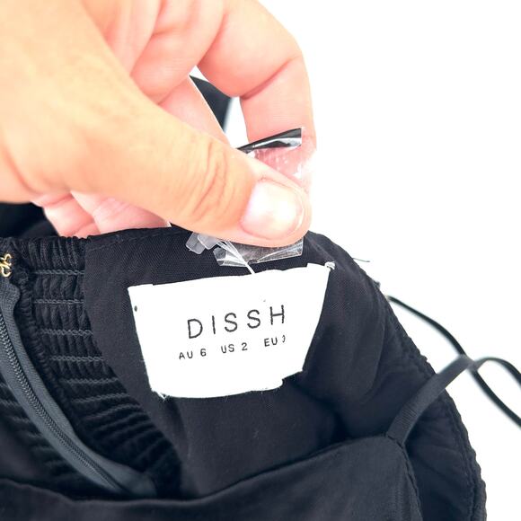 DISSH Gigi Satin Midi Black Cocktail Dress Slinky Slip Strappy Size 2 Long - Picture 5 of 12